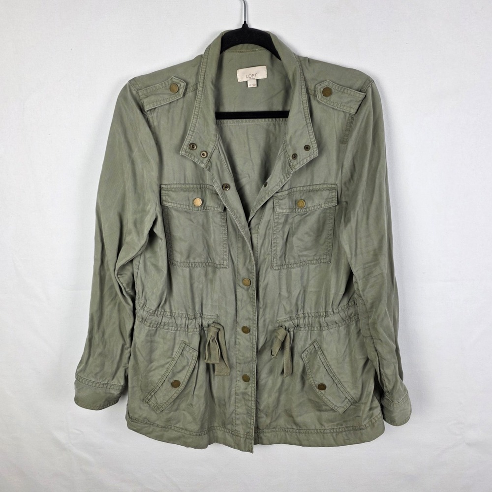 Loft Petites Olive Green Lyocell Utility Field Jacket Size Medium Petite MP